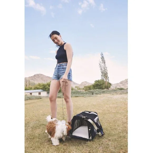 Hair On Leather Dog Carrier Shoulder Bag-Southwest Dog Travel Crossbody Bag